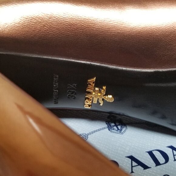 PRADA SHOES METALLIC BRONZE PUMPS HIGH HEEL sz IT 39.5 US 9.5 - Picture 5 of 6